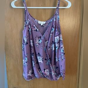Pink Rose - small- flowy purple/floral tank top